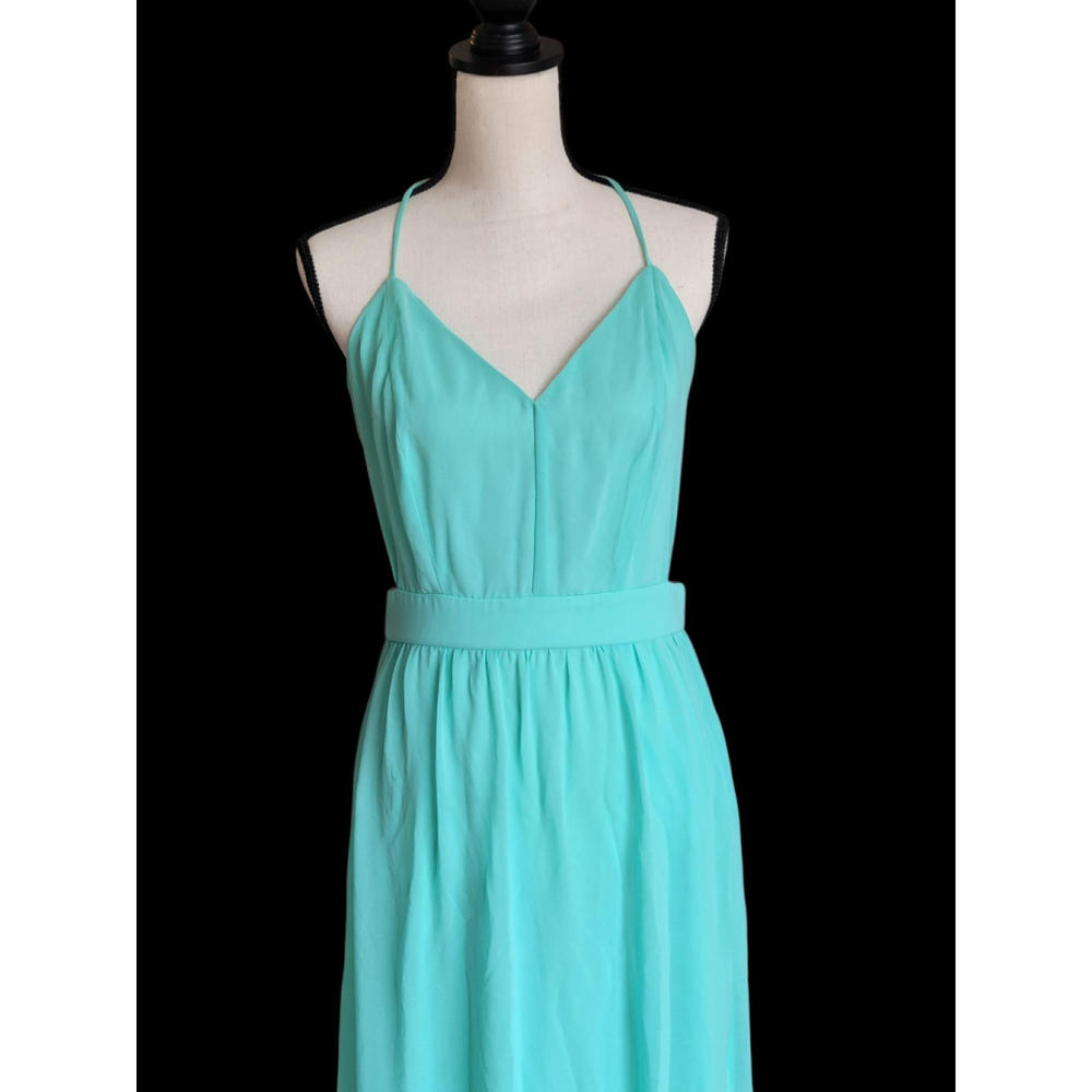 Lulus Formal Gown Open Back Strappy Sea Foam Sz M - Picture 5 of 11
